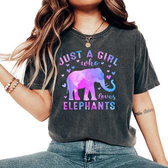 Colorful Just A Girl Who Loves Elephants Girls Women's Oversized Comfort T-Shirt - Thegiftio UK