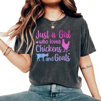 Cool Chicken Goat For Girls Pygmy Goat Lover Women's Oversized Comfort T-Shirt - Thegiftio UK