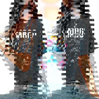 Country Of Morocco Cat Wearing Sunglasses And Flowers Women's Oversized Comfort Colors T-Shirt | Mazezy