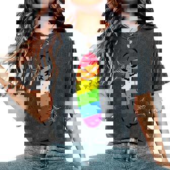 Cucumber Vegetarian Rainbow Pickle LGBTQIA Pride Month Women's Oversized Comfort Colors T-Shirt | Mazezy