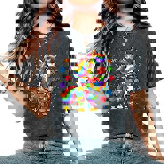 Cute Autism Awareness Toddler Girl Unicorn Heart Puzzle Women's Oversized Comfort T-Shirt - Thegiftio