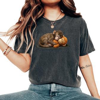 Cute Baby Monkey Punch Meme Women Women's Oversized Comfort T-Shirt - Thegiftio UK