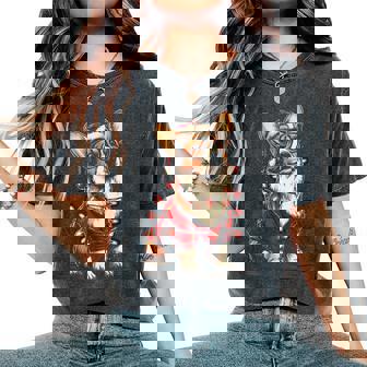 Cute Christmas Corgi With Glasses Santa Hat Festive Dog Women's Oversized Comfort T-Shirt - Monsterry