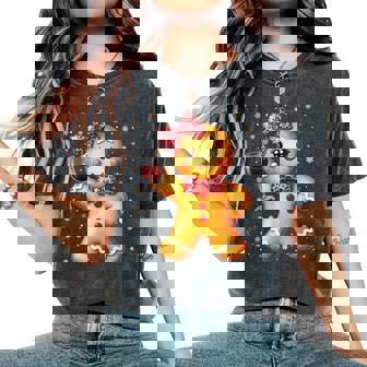 Cute Gingerbread Leopard Coquette Christmas Wine Xmas Women Women's Oversized Comfort Colors T-Shirt | Mazezy