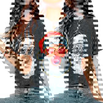 Cute Santa Bubble Gum For N Little Girls Christmas Women's Oversized Comfort T-Shirt - Monsterry