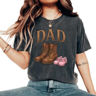 Dad Of Daughter Vintage Boots Father Girl Proud Dad Women's Oversized Comfort T-Shirt | Seseable UK