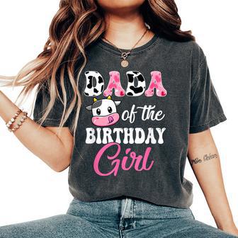 Dada Of The Birthday Girl Farm Cow 1St Birthday Girl Women's Oversized Comfort T-Shirt - Thegiftio UK
