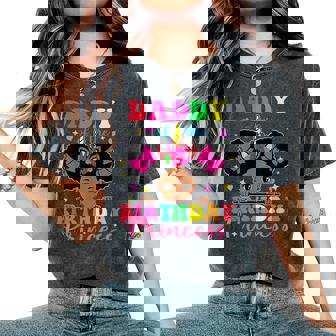 Daddy Of The Birthday Girl Princess Afro Melanin Unicorn Women's Oversized Comfort T-Shirt - Thegiftio