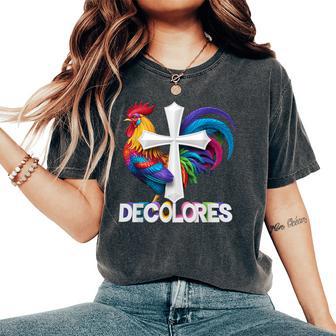 Decolores Cursillo Rainbow Rooster Catholic Women's Oversized Comfort T-Shirt - Thegiftio UK