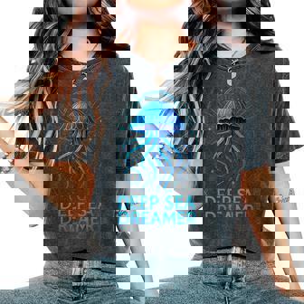 Deep Sea Dreamer Jellyfish Art Deco Aquatic Wonderland Vibes Women's Oversized Comfort Colors T-Shirt | Mazezy