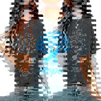 Diabetes Warrior Tree Of Hope Butterfly Ribbon Men Women Women's Oversized Comfort Colors T-Shirt | Mazezy