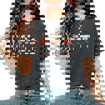 Drink Drank Drunk Snowman Wine Glasses Christmas Wine Lover Women's Oversized Comfort T-Shirt - Monsterry