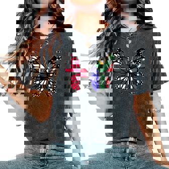 England South Africa Butterfly Half English South African Women's Oversized Comfort Colors T-Shirt | Mazezy