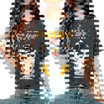 F-Caw-F Rooster Chicken Meme Women's Oversized Comfort T-Shirt - Monsterry