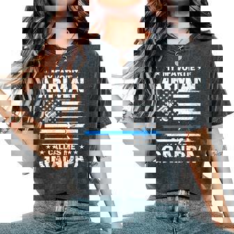 My Favorite Airman Calls Me Grandpa Flag US Air Force USAF Women's Oversized Comfort Colors T-Shirt | Mazezy