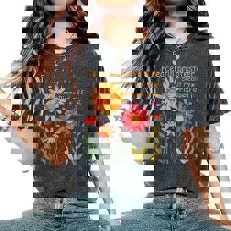 Feminist Floral Peaceful Protester But Really Pissed Off Women's Oversized Comfort T-Shirt - Thegiftio