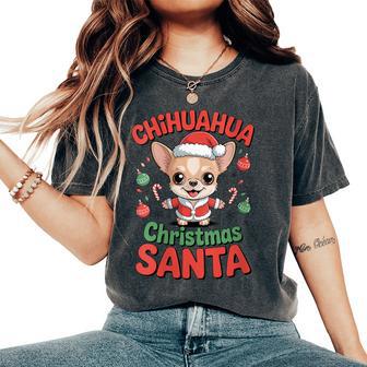 Festive Chihuahua Christmas Santa Holiday Dog Candy Vibe Fun Women's Oversized Comfort T-Shirt - Thegiftio UK
