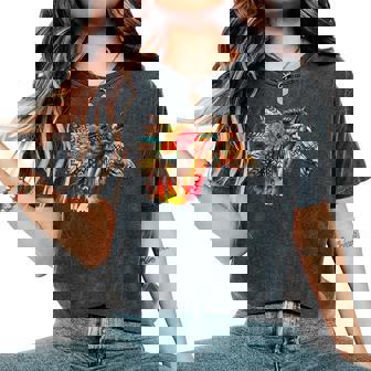 Floral Wild Horse Country Horse Riding Women's Oversized Comfort T-Shirt | Mazezy