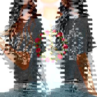 Flower Power Peace Love 60年代 70年代 ヒッピーコスチューム レディースオーバーサイズコンフォートTシャツ - Kawaiitshirt