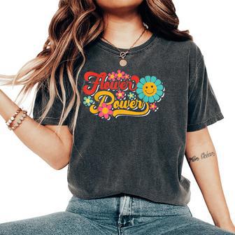 Flower Power Retro Natura Nostalgiaintage Fiori All'aperto T-shirt comoda oversize da donna - Novitaregali