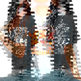 Friendsgiving With My Gnomies Matching Fall Thanksgiving Women's Oversized Comfort T-Shirt - Thegiftio