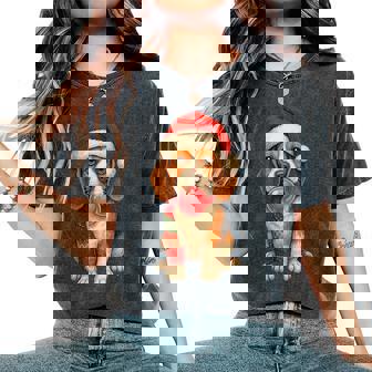 Beagle Santa Hat Bubble Merry Christmas Women's Oversized Comfort T-Shirt | Mazezy