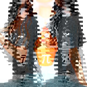 Chicken Pot Pi Day Pie Math Lover Geek 314 Women's Oversized Comfort T-Shirt | Seseable CA