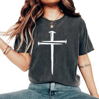 Christian Jesus Crist Three Nails Cross Women's Oversized Comfort T-Shirt - Thegiftio UK