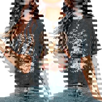 Girls Floral Leopard Holland Lop Rabbit Lover Women's Oversized Comfort T-Shirt | Seseable CA