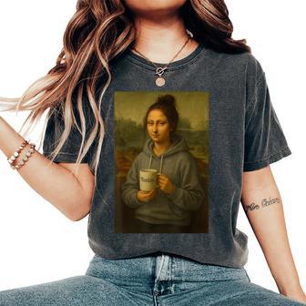 Messy Bun Mona Lisa Mondays Graphic Women's Oversized Comfort T-Shirt | Mazezy