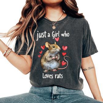 Rat Lovers Just A Girl Who Loves Rats Women's Oversized Comfort T-Shirt - Thegiftio UK