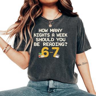 Six Seven 67 Meme Book Lover Reading 6 7 Teacher Women's Oversized Comfort T-Shirt - Thegiftio UK