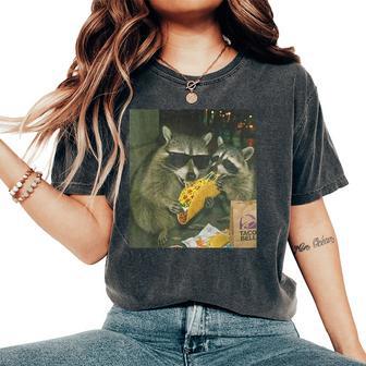 Vintage Raccoon Eating Tacos Meme Humor Women Women's Oversized Comfort T-Shirt - Thegiftio UK