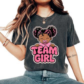 Gender Reveal Party Afro Team Girl Announcement Women's Oversized Comfort T-Shirt | Mazezy