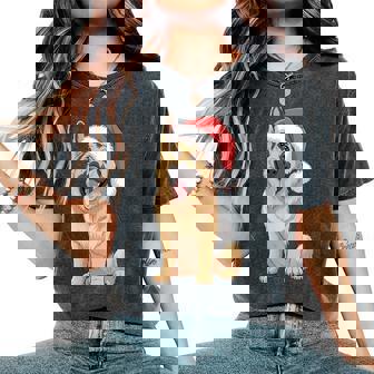 German Shepherd Dog Christmas Santa Hat Pet Dog Lovers Women's Oversized Comfort Colors T-Shirt | Mazezy