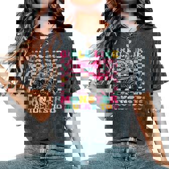 Girls Like Monster Trucks Too Pink Bow Truck For Girls Women's Oversized Comfort T-Shirt | Seseable CA