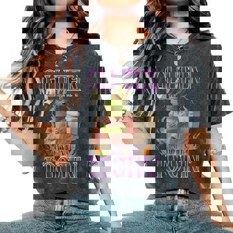 Gluten Got Me Tootin Sarcastic Gluten Frog Meme Celiac Women's Oversized Comfort T-Shirt | Seseable FR