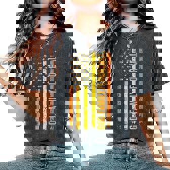 God Family Floorball US American Flag Father's Day Dad Women's Oversized Comfort Colors T-Shirt | Mazezy