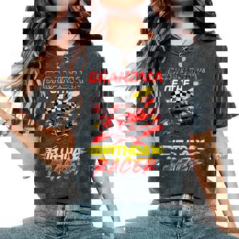 Grandma Of The Birthday Racer Race Car Party Family Matching Women's Oversized Comfort T-Shirt | Seseable UK