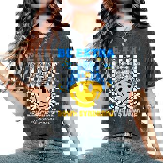 Groovy Be Extra Smile Face Down Syndrome Awareness Women Women's Oversized Comfort T-Shirt - Monsterry