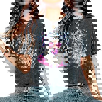 Groovy Glam Santa Bubblegum Christmas Women's Oversized Comfort T-Shirt - Seseable