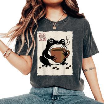 Grumpy Frog Coffee Espresso Anime Japanese Women's Oversized Comfort T-Shirt | Seseable UK