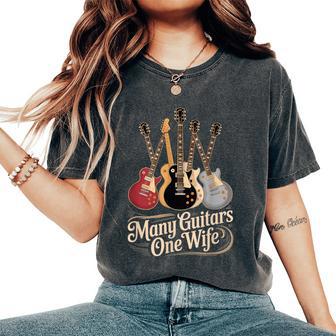 Many Guitars One Wife Guitarist Quote Music Lover T-shirt comoda oversize da donna - Novitaregali