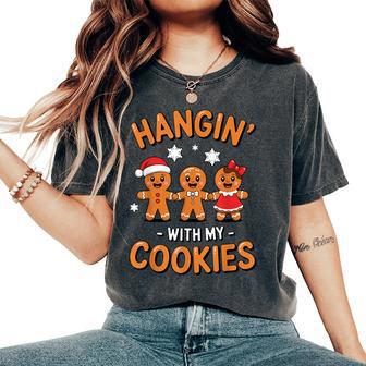 Hangin' With My Cookies Christmas Teacher Gingerbread Pajama Women's Oversized Comfort T-Shirt - Thegiftio UK