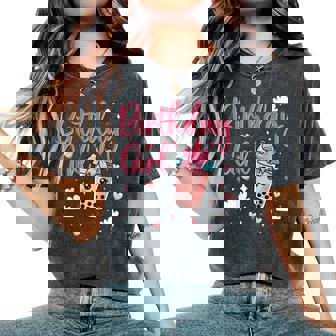 Happy Birthday Girl Cute Pink Bow Bubble Boba Tea Anime Women's Oversized Comfort T-Shirt - Monsterry