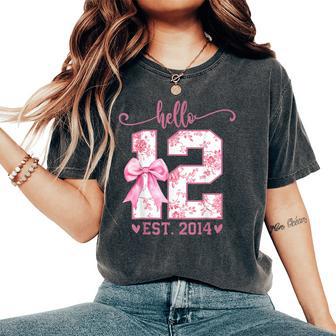 Hello Twelve Est 2014 12Th Birthday Coquette 12 Year Girl Women's Oversized Comfort T-Shirt - Thegiftio UK