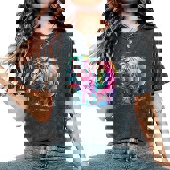 Hippo Woman Colorful Watercolor Hippo Women's Oversized Comfort T-Shirt | Mazezy