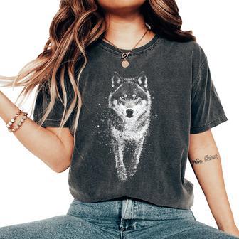Illustration De Loup Motif Animal Loup T-shirt oversize confortable pour femme - Cadeauxyz