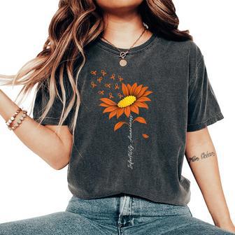 Infertility Awareness Sunflower Orange Ribbon Ivf Month Women's Oversized Comfort T-Shirt - Thegiftio