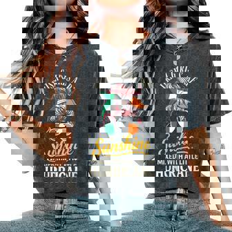 Irish Girls Are Sunshine Mixed With Hurricane Messy Bun Women's Oversized Comfort Colors T-Shirt | Mazezy